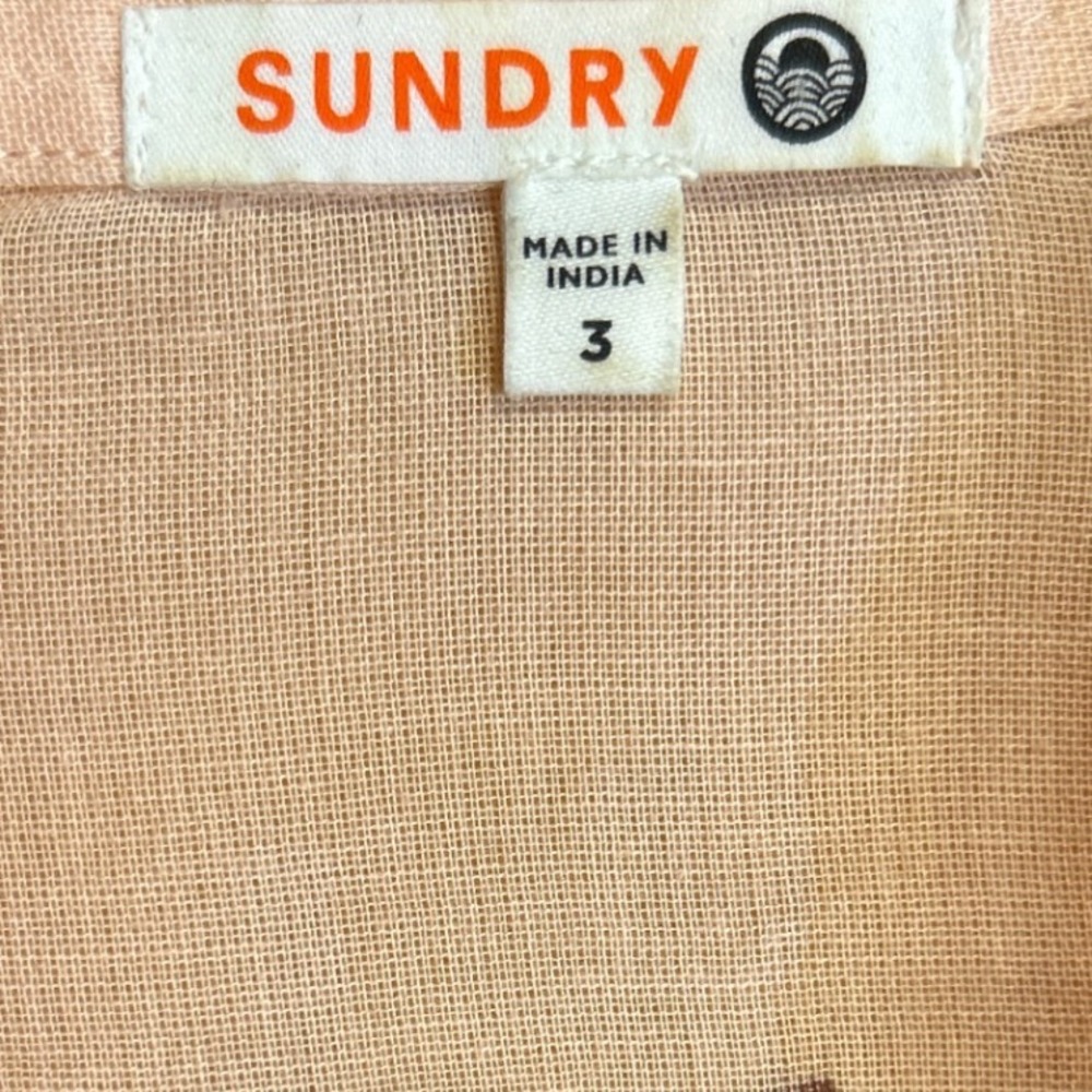 Sundry Inspirational Graphic Button Down Shirt Peach Pink Size 3/L‎ Beach Boho - Picture 6 of 7